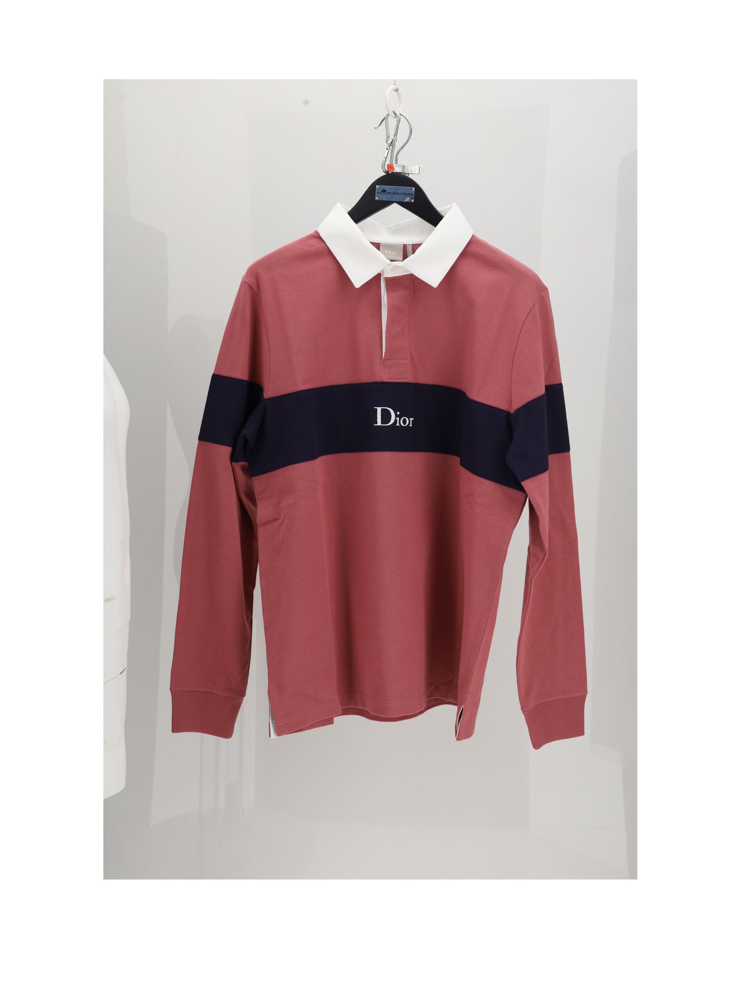 Dior Homme Men Polo Jersey Rosa Con Stripe Blu CHRISTIAN DIOR