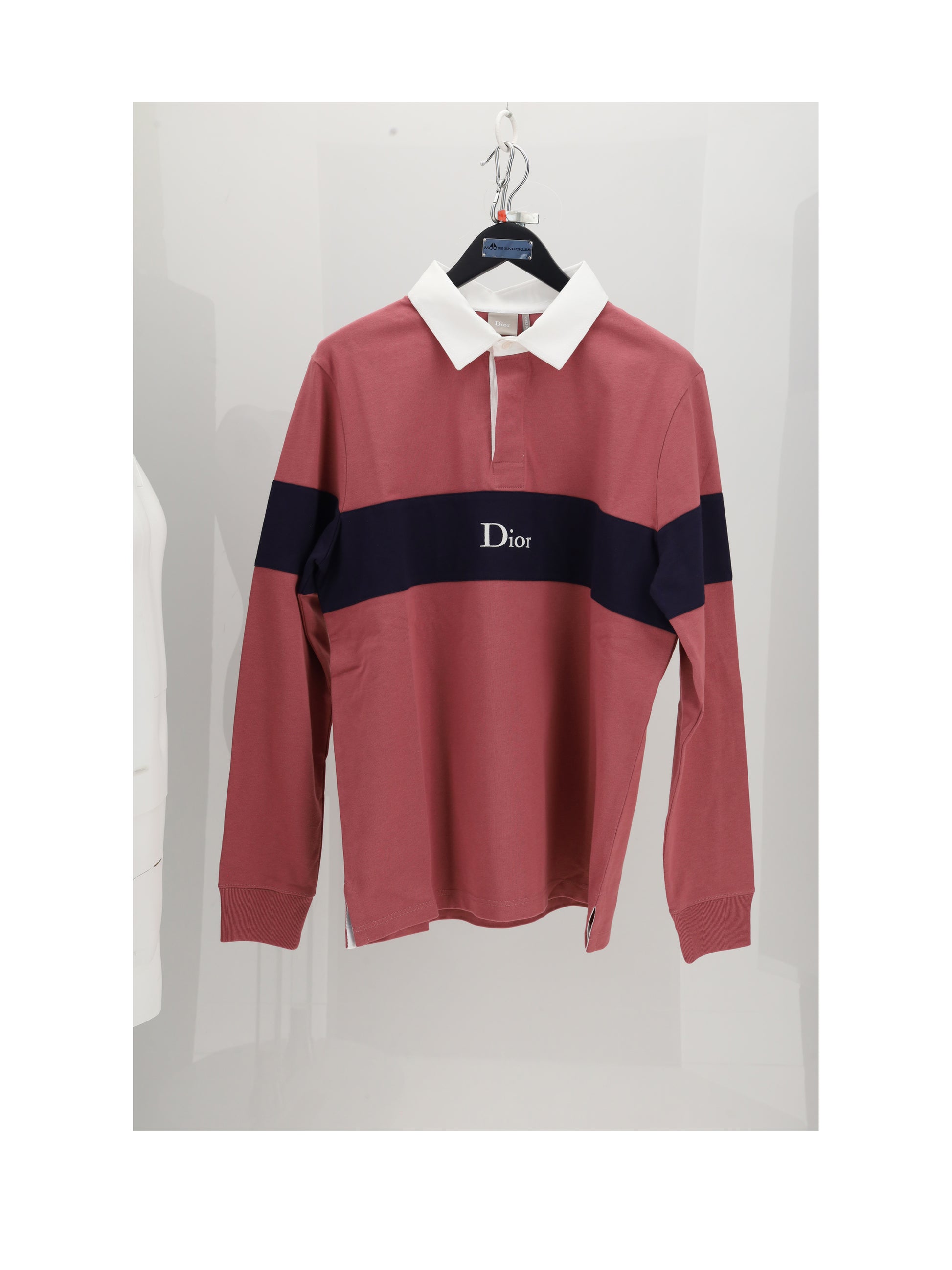 Dior Homme Men Polo Jersey Rosa Con Stripe Blu CHRISTIAN DIOR