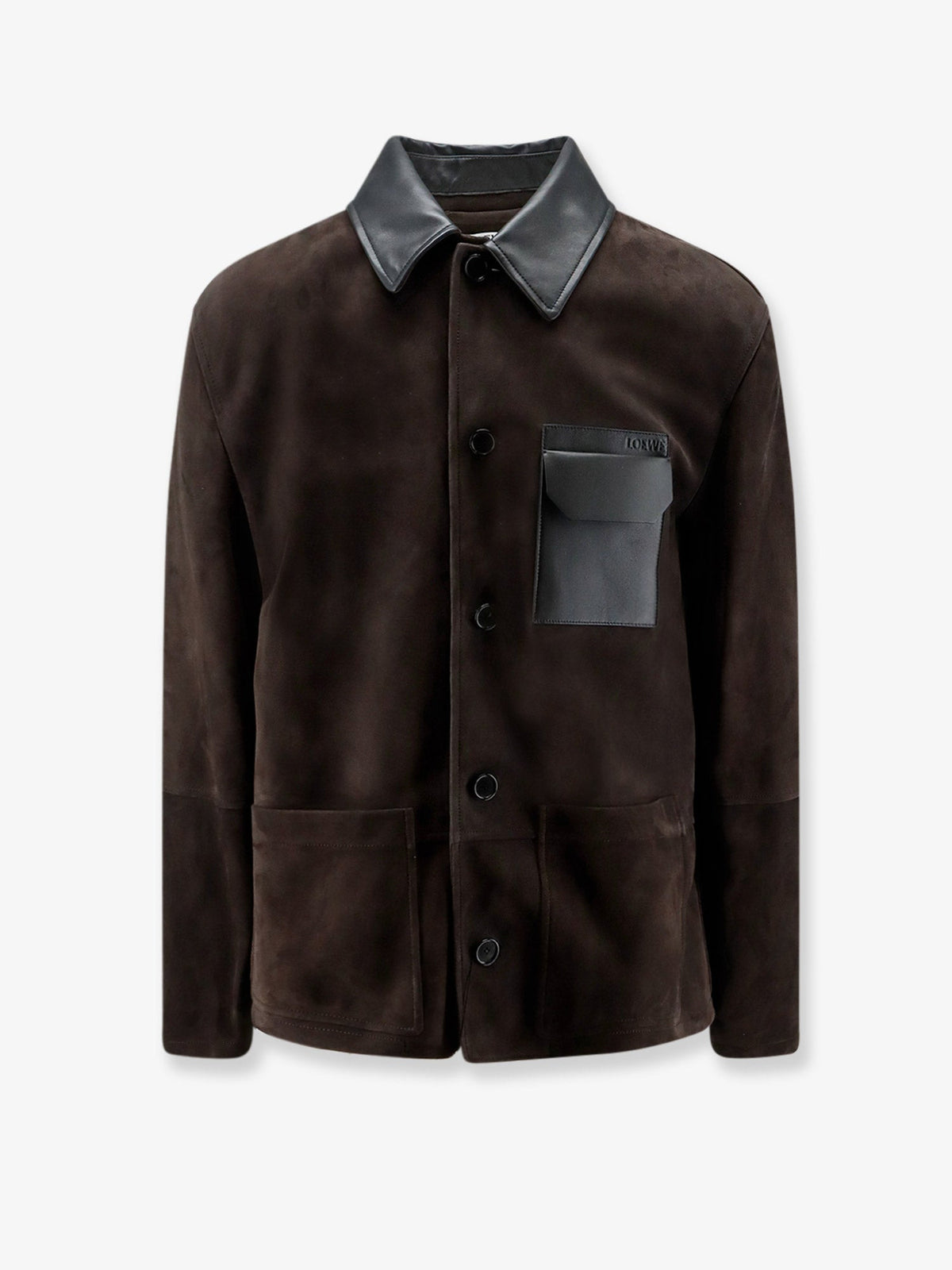 Loewe Men Suede Jacket With Leather Details LOEWE