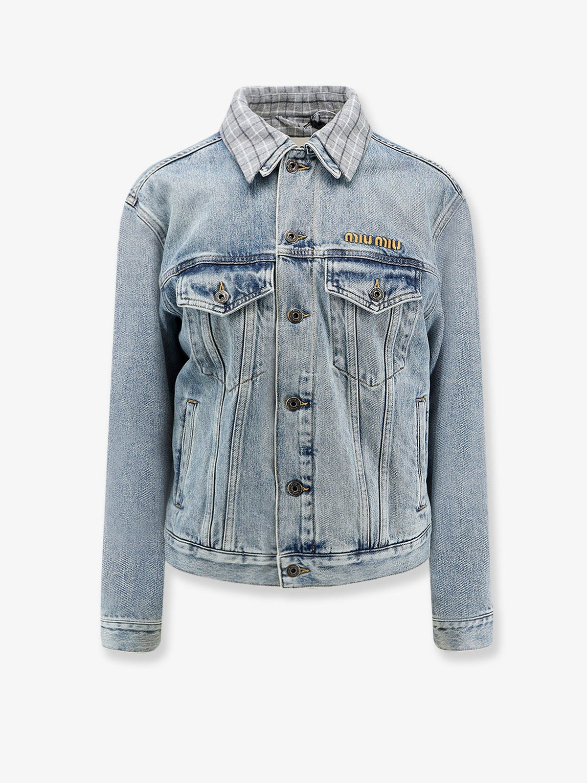 Miu Miu Women Denim Jacket With Madras Lining MIU MIU