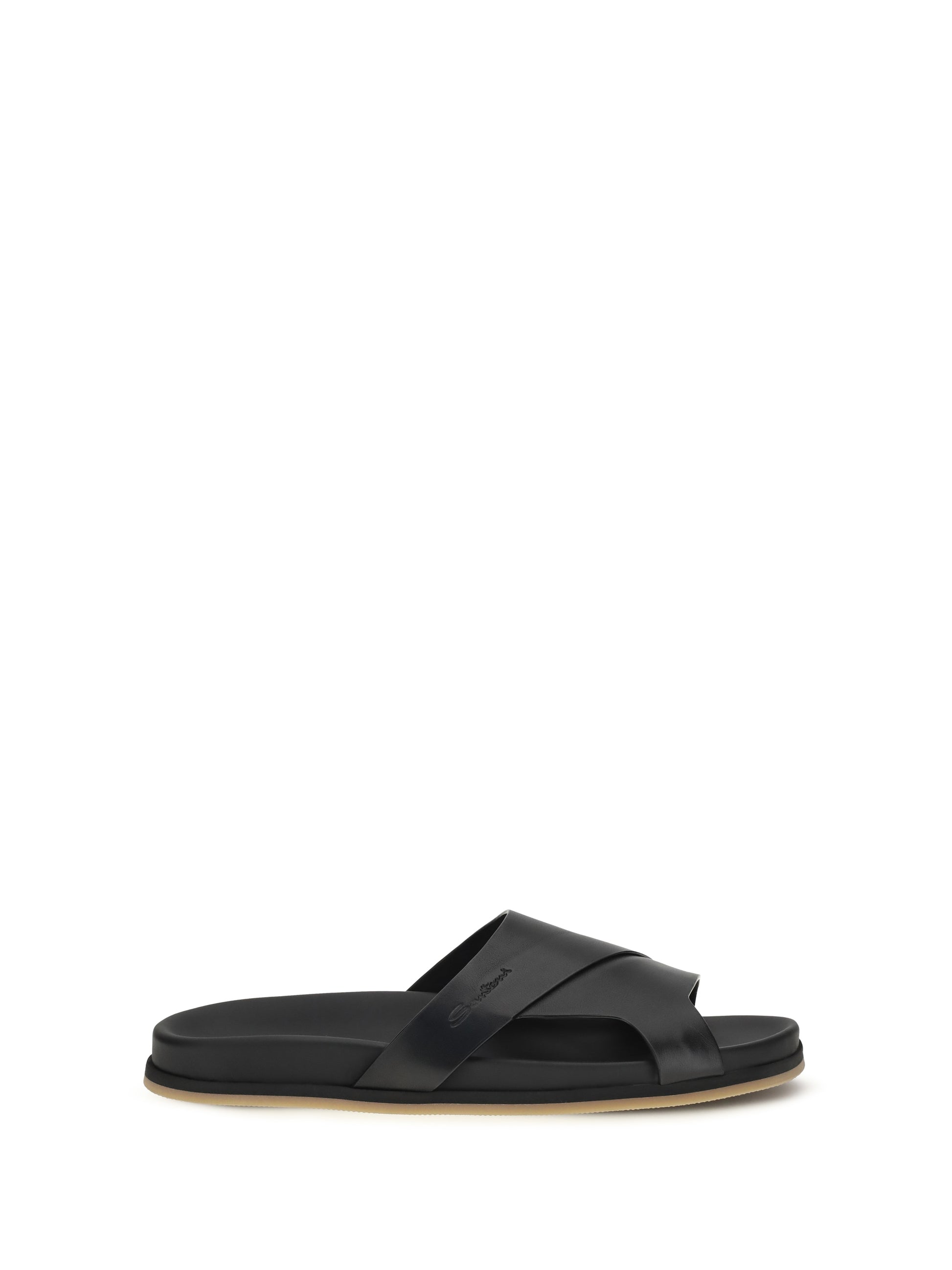 Santoni Men Leather Slippers SANTONI