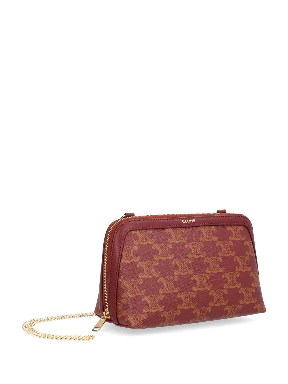 Celine Women "Triomphe" Coated Canvas Clutch On Chain CELINE
