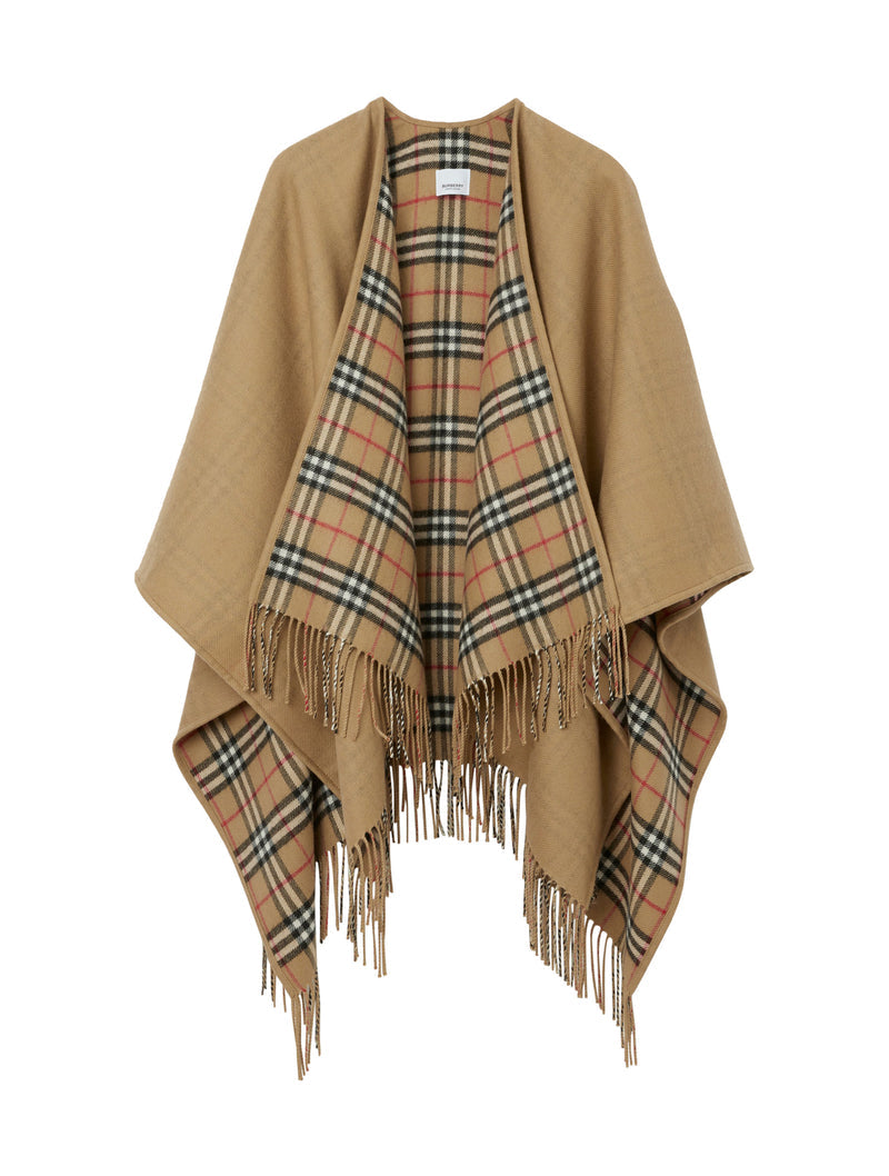 Burberry Women Reversible Check Wool Cape BURBERRY