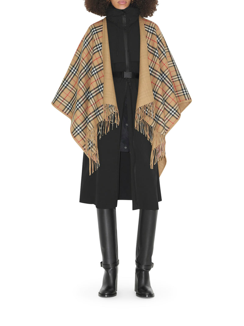 Burberry Women Reversible Check Wool Cape BURBERRY