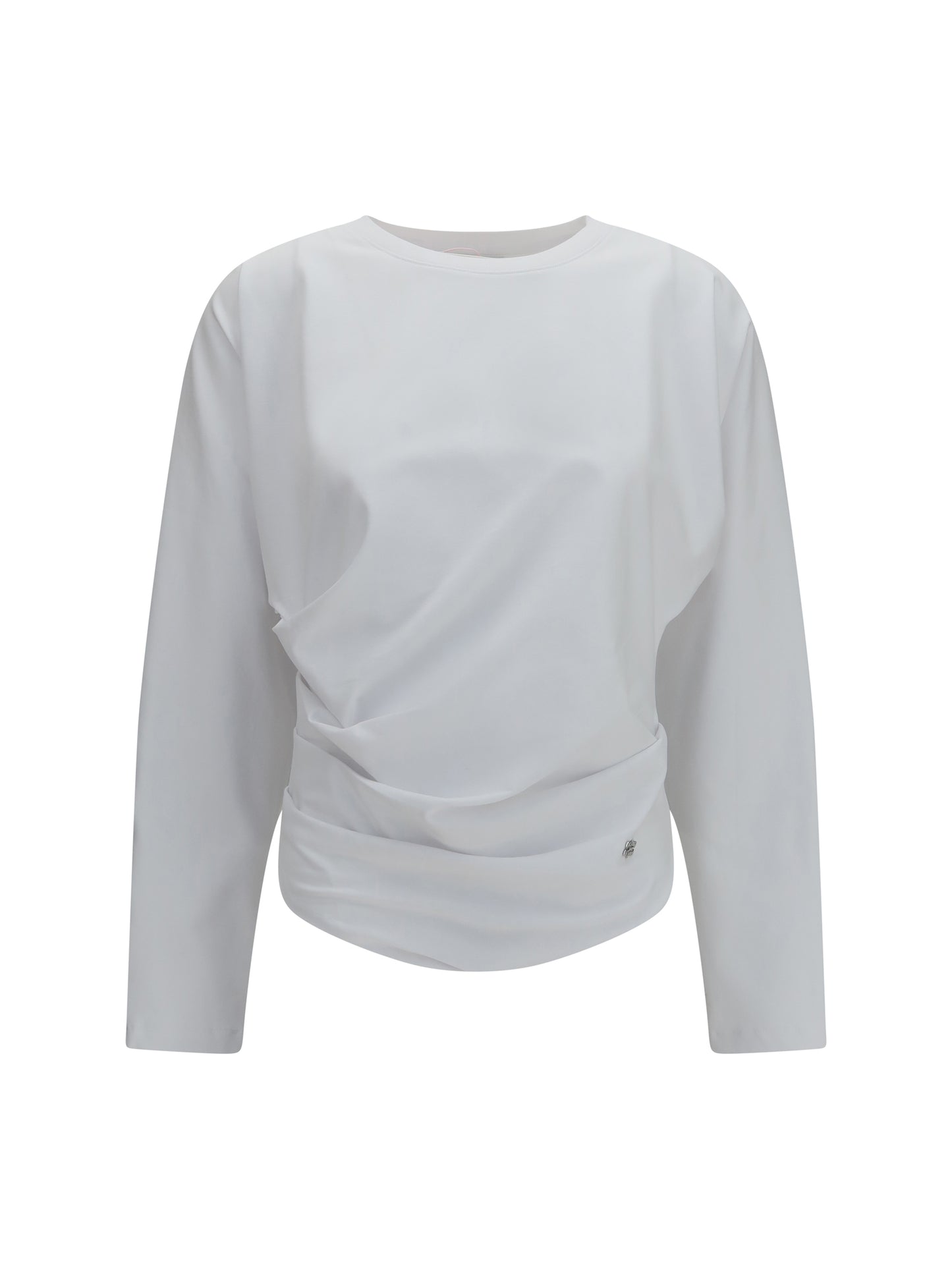 Ganni Women Asymmetric Draped Stretch Cotton Top GANNI