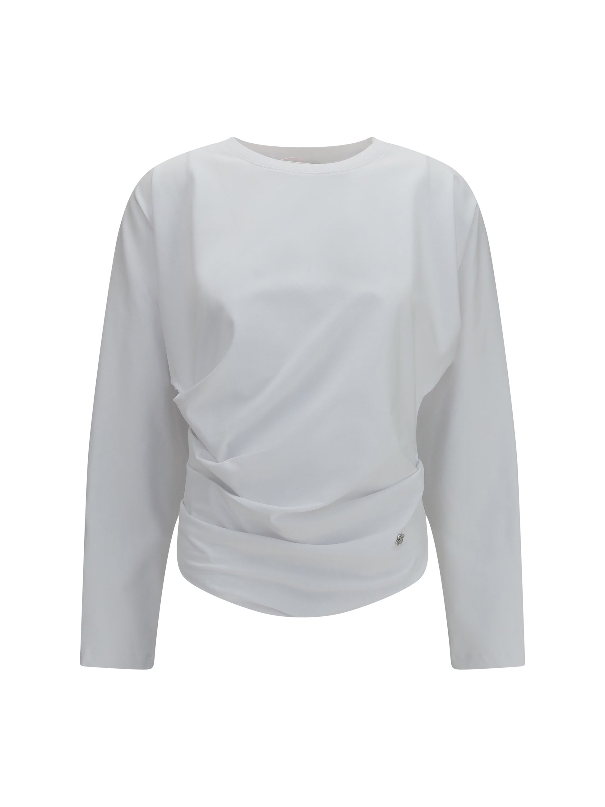 Ganni Women Asymmetric Draped Stretch Cotton Top GANNI
