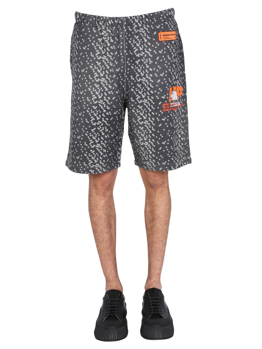Heron Preston Men Bermuda With Rubber Logo HERON PRESTON