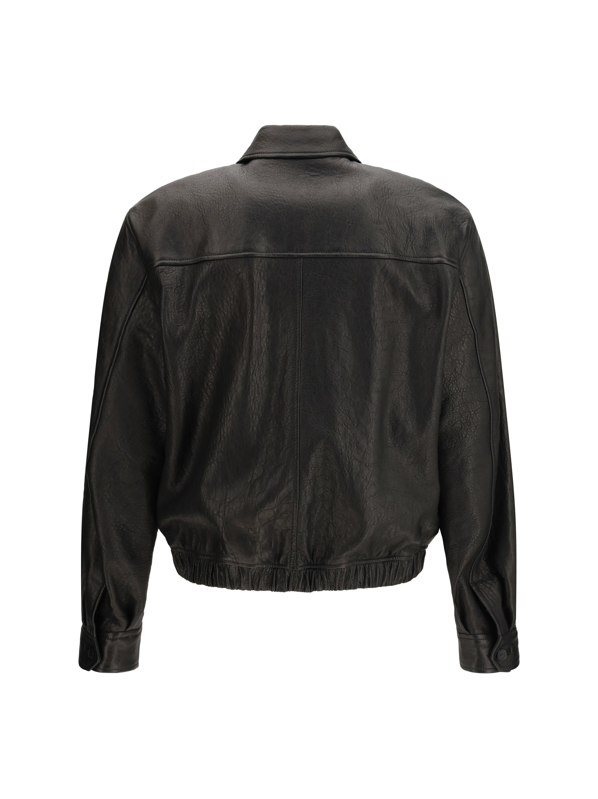 Saint Laurent Men Short Lamb Leather Jacket With Pointed Collar SAINT LAURENT