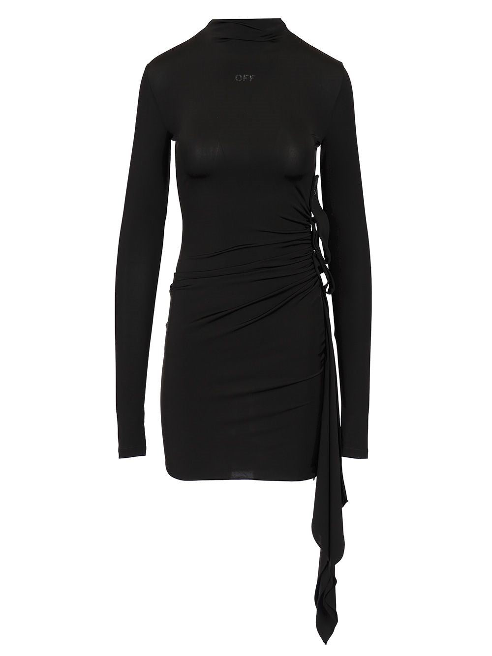 Off-White Women Sec Skin Draped Mini Dress Ls Black - Bl OFF-WHITE