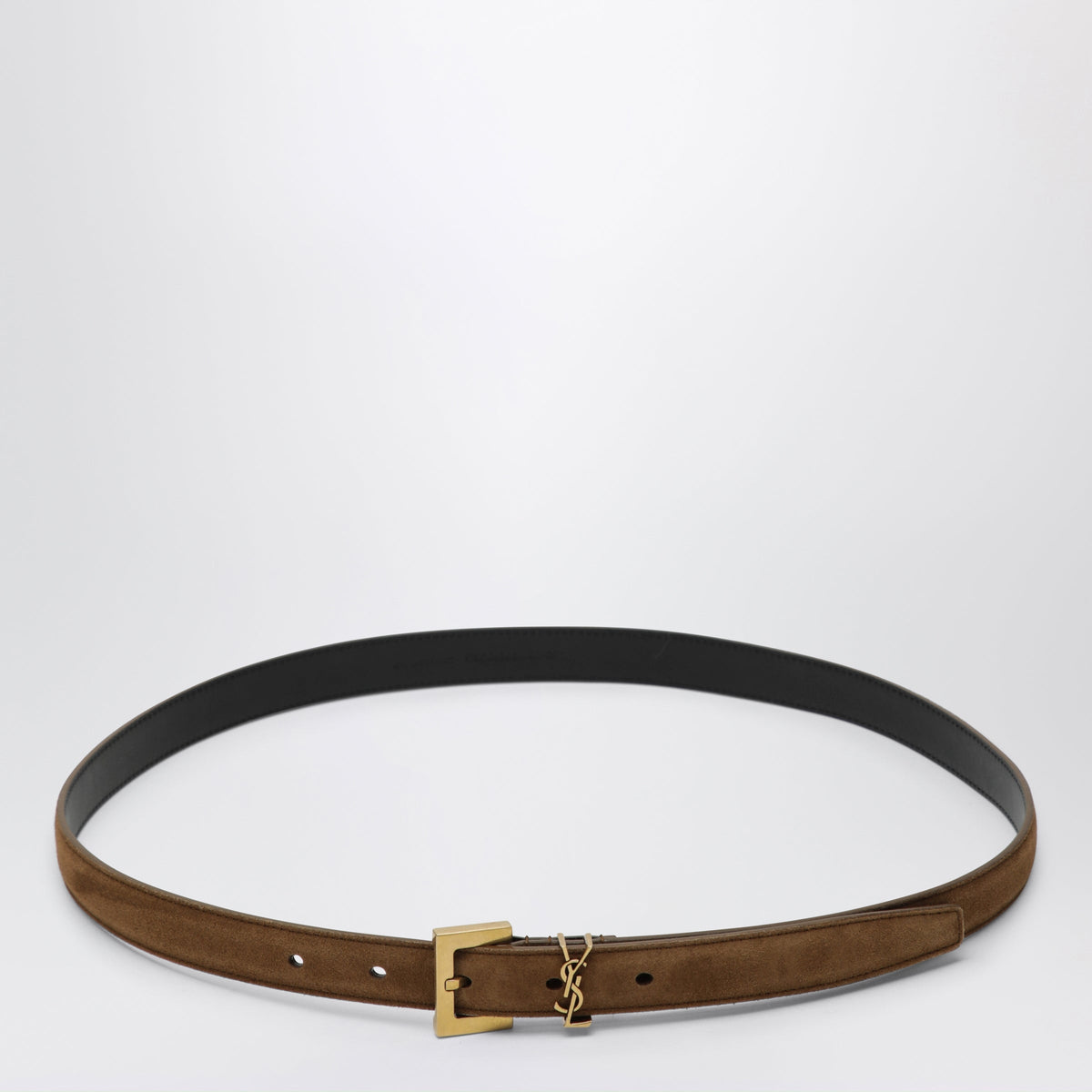 Saint Laurent Cassandre Caramel Suede Belt Women SAINT LAURENT