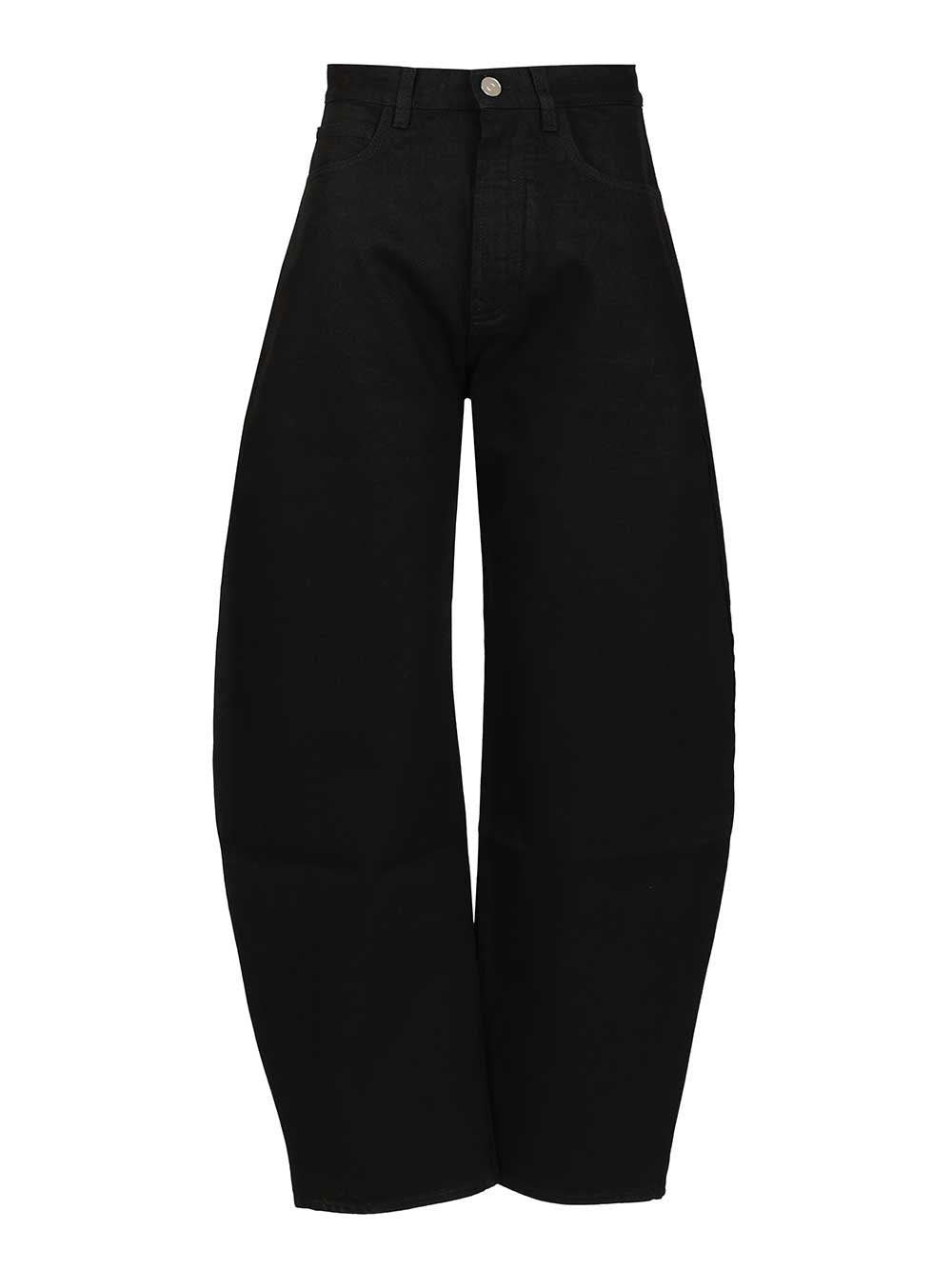 Alaïa Women Black Denim Rounded Jeans ALAIA