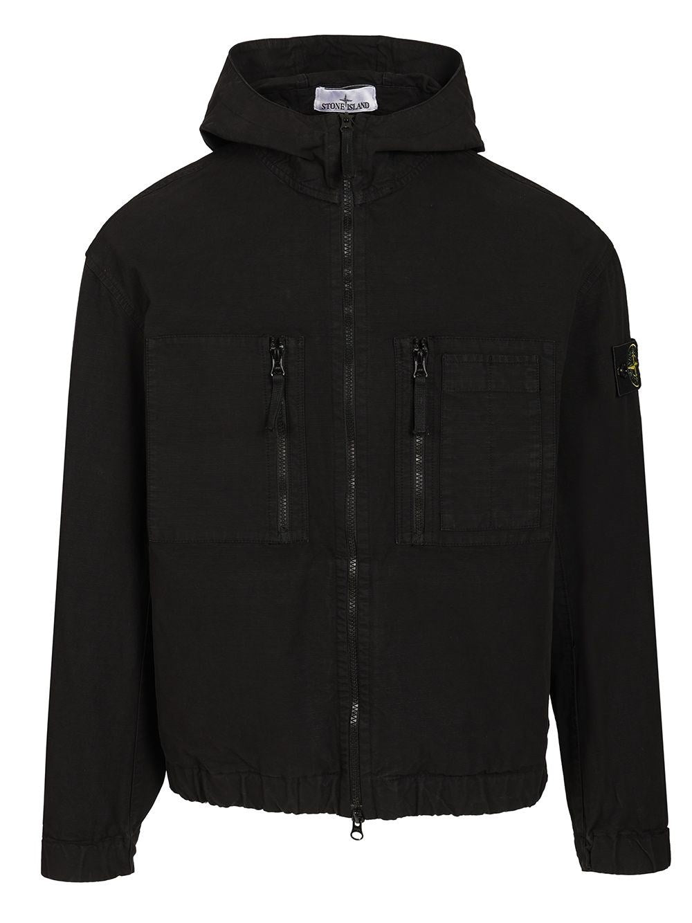 Stone Island Men Organic Cotton Ripstop Hooded Overshirt
