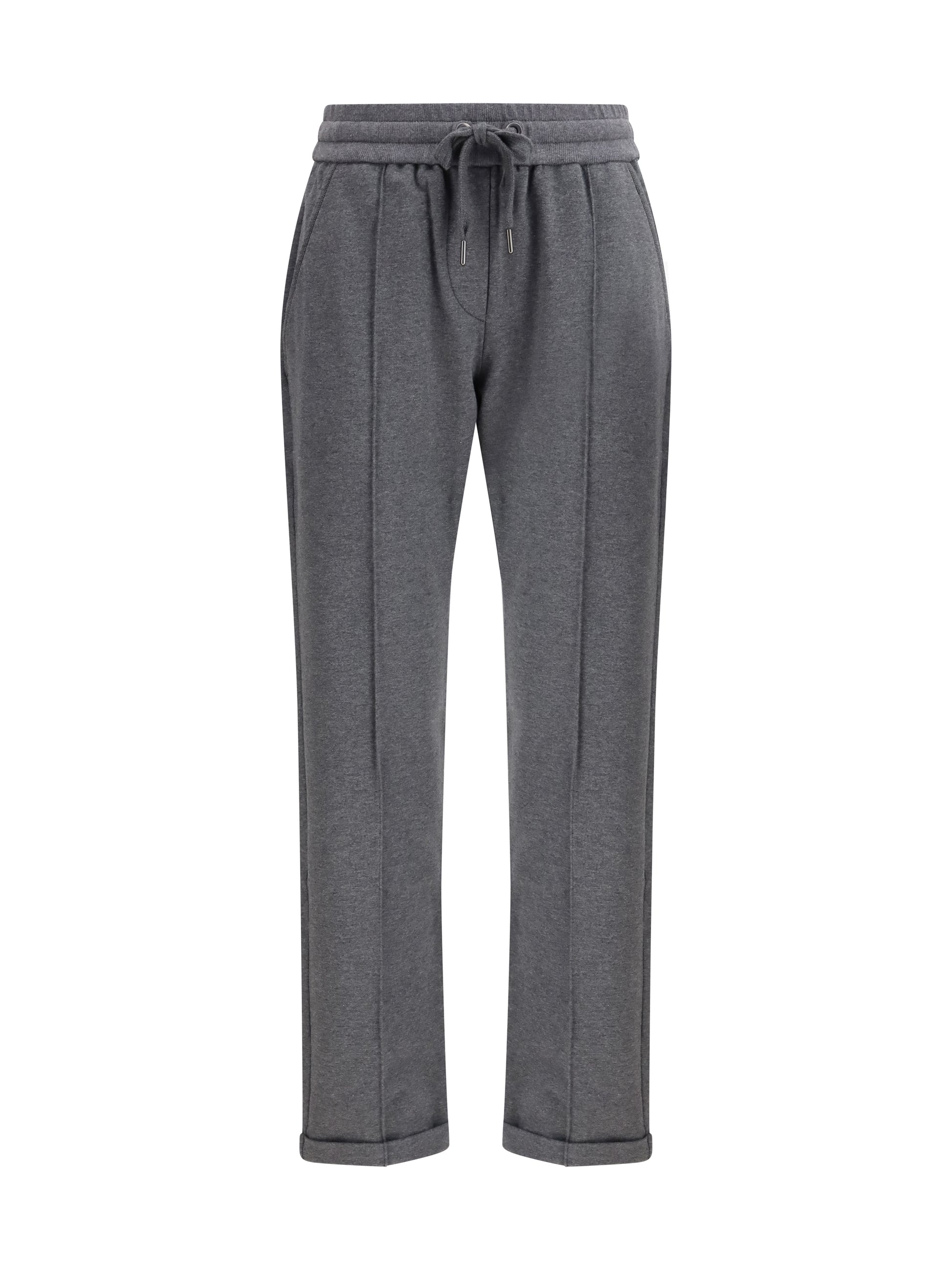 Brunello Cucinelli Women Track Stretch-Fleece Pants With Monili Detailing BRUNELLO CUCINELLI