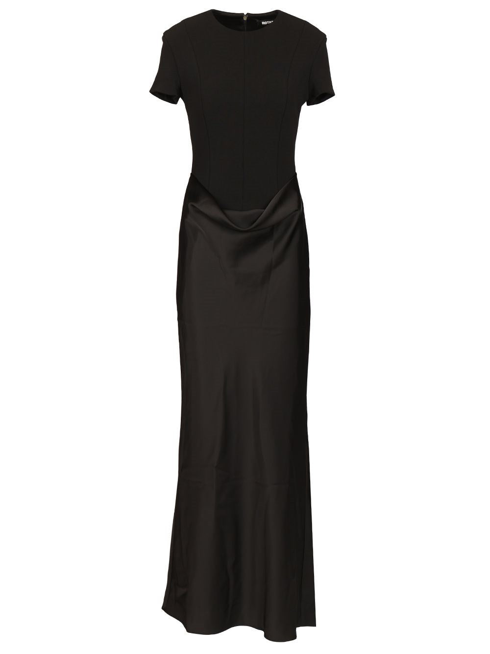 Rotate Women Long Black Dress With Short Sleeves And Drape ROTATE