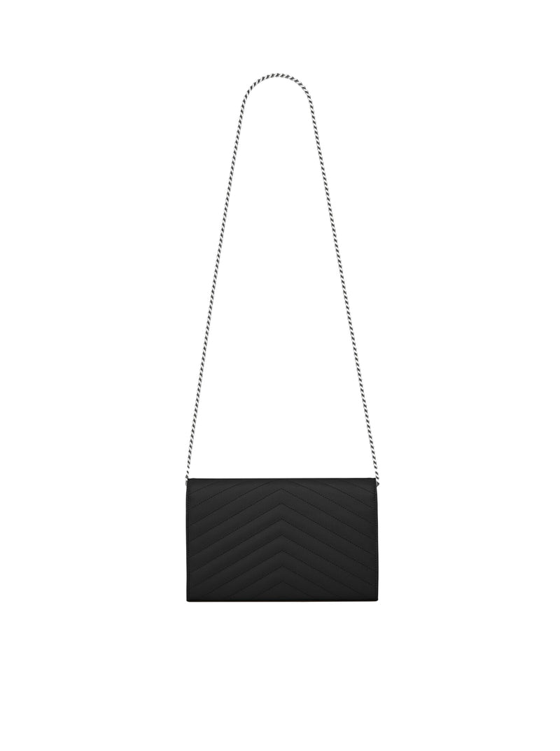 Saint Laurent Women Leather Clutch With Chain And Cassandre Logo SAINT LAURENT