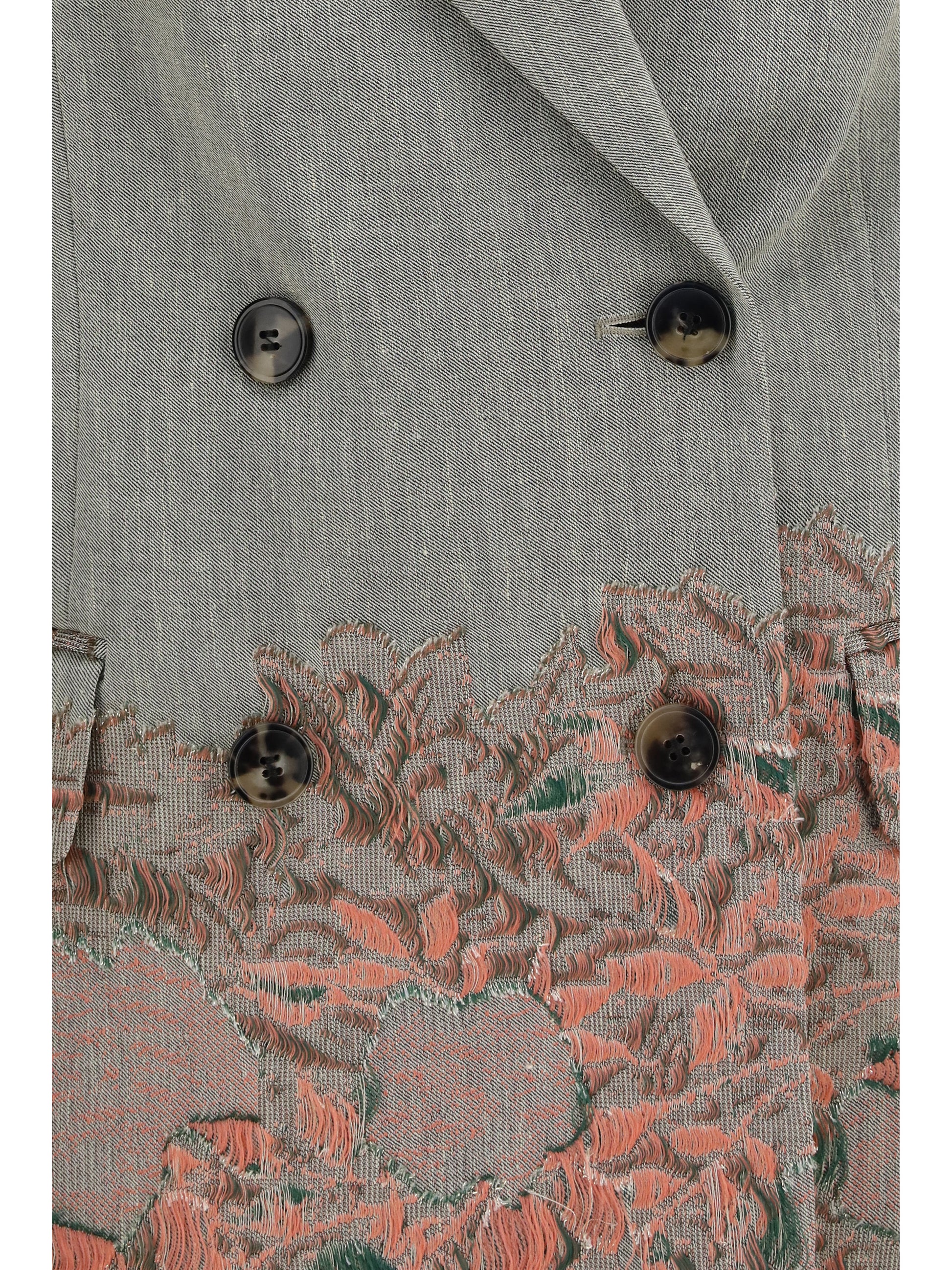 Dries Van Noten Women Double-Breasted Linen And Cotton-Blend Blazer With Embroidery DRIES VAN NOTEN