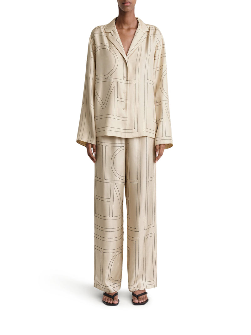 Toteme Women Silk Trousers With Monogram TOTEME
