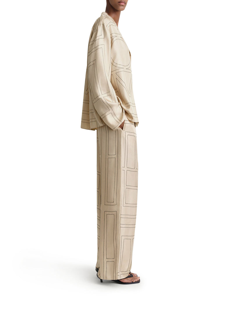 Toteme Women Silk Trousers With Monogram TOTEME