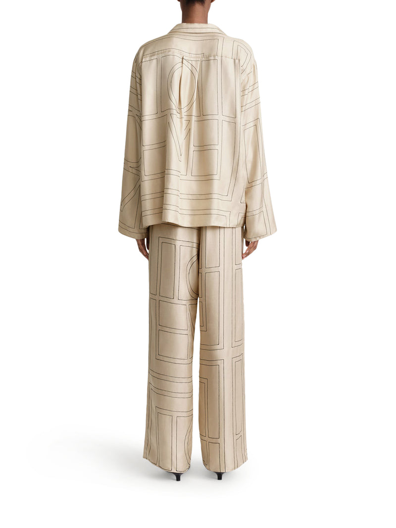 Toteme Women Silk Trousers With Monogram TOTEME