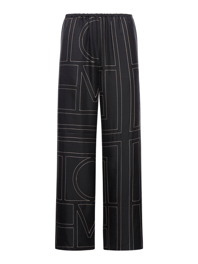 Toteme Women Silk Trousers With Monogram TOTEME
