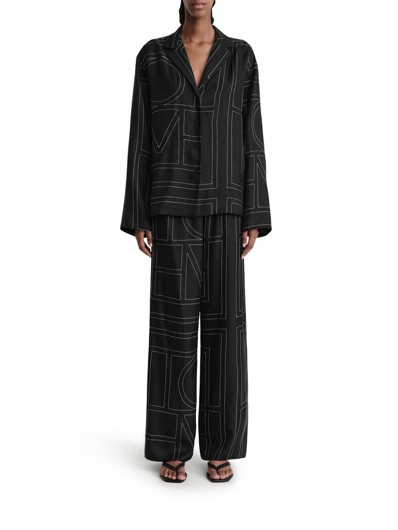 Toteme Women Silk Trousers With Monogram TOTEME