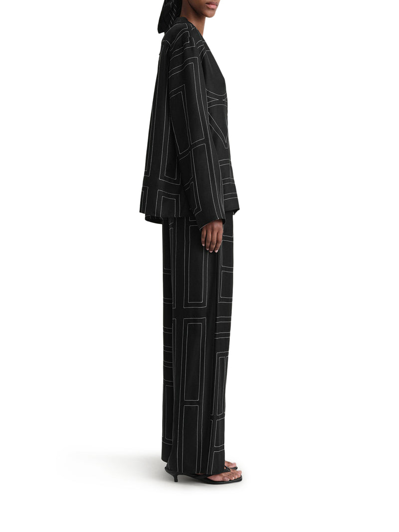 Toteme Women Silk Trousers With Monogram TOTEME