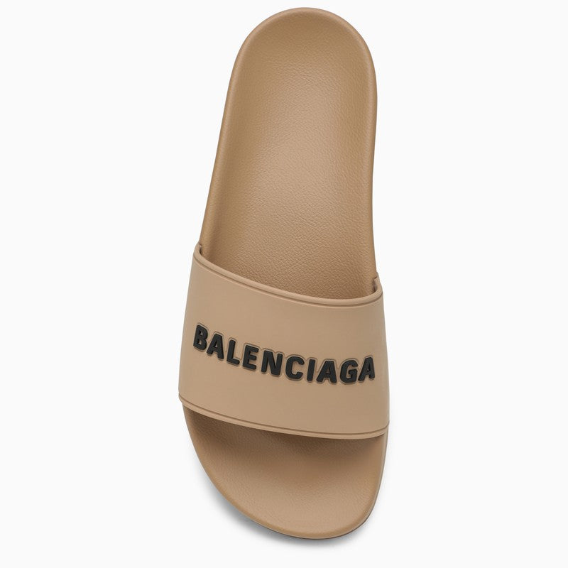 Balenciaga Beige Rubber Slide Sandals Women