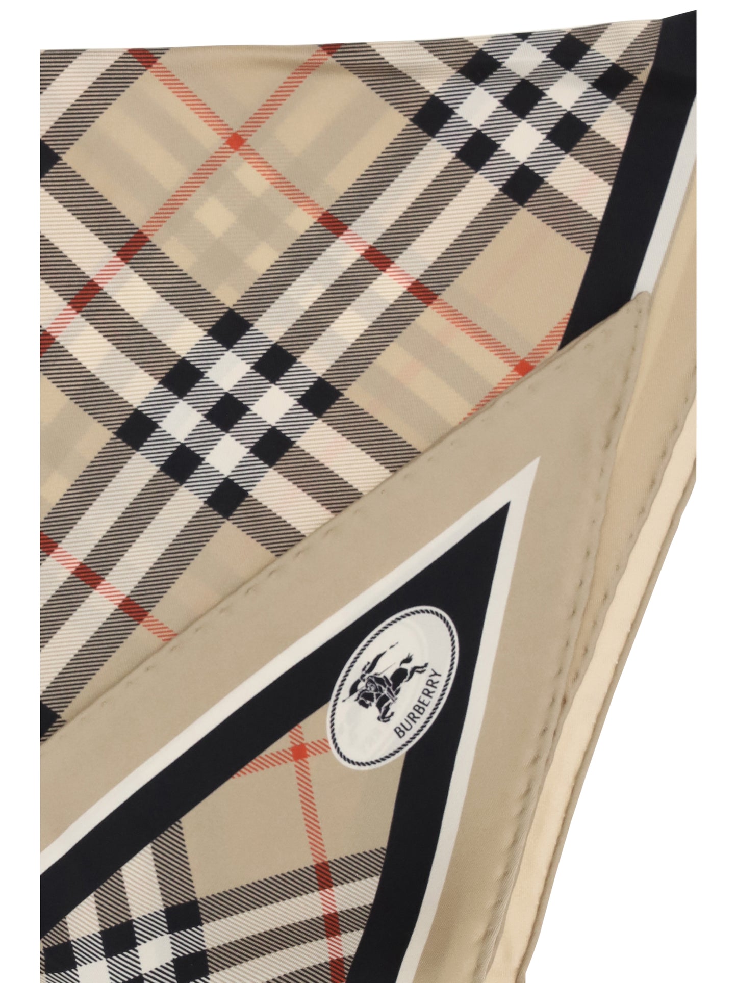 Burberry Women Check Silk Scarf With Knight Stamp BURBERRY