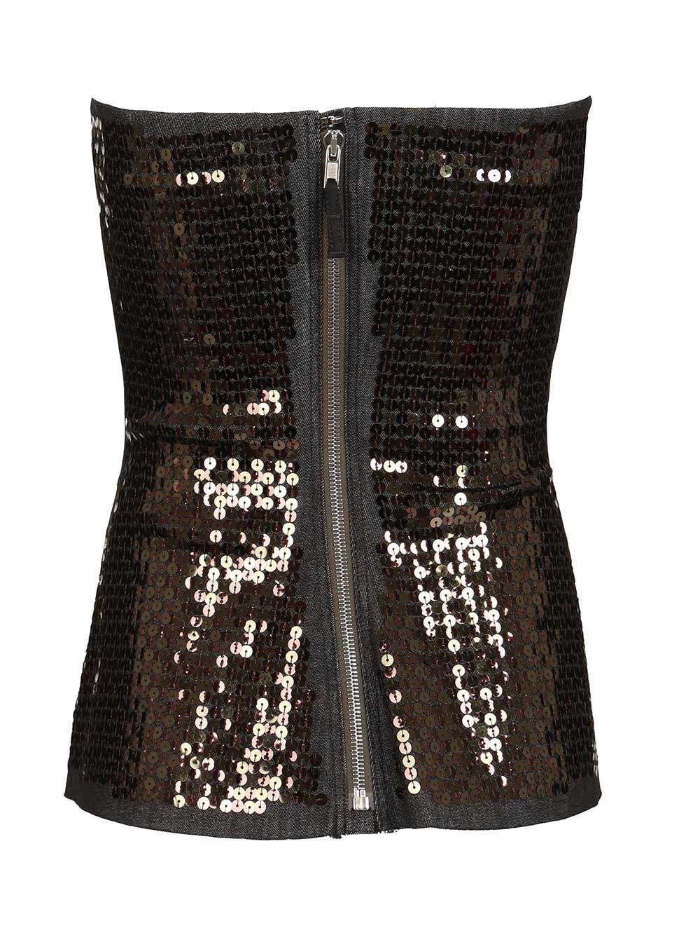 Rick Owens Women Denim Bustier Top With Sequins RICK OWENS