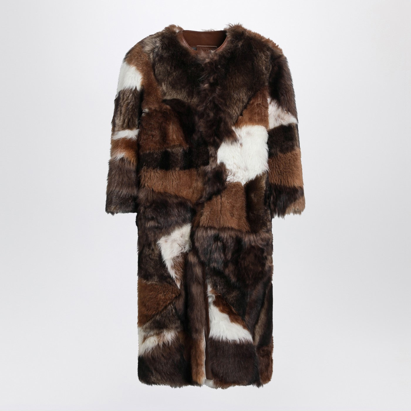 Prada Patchwork Shearling Coat Women PRADA