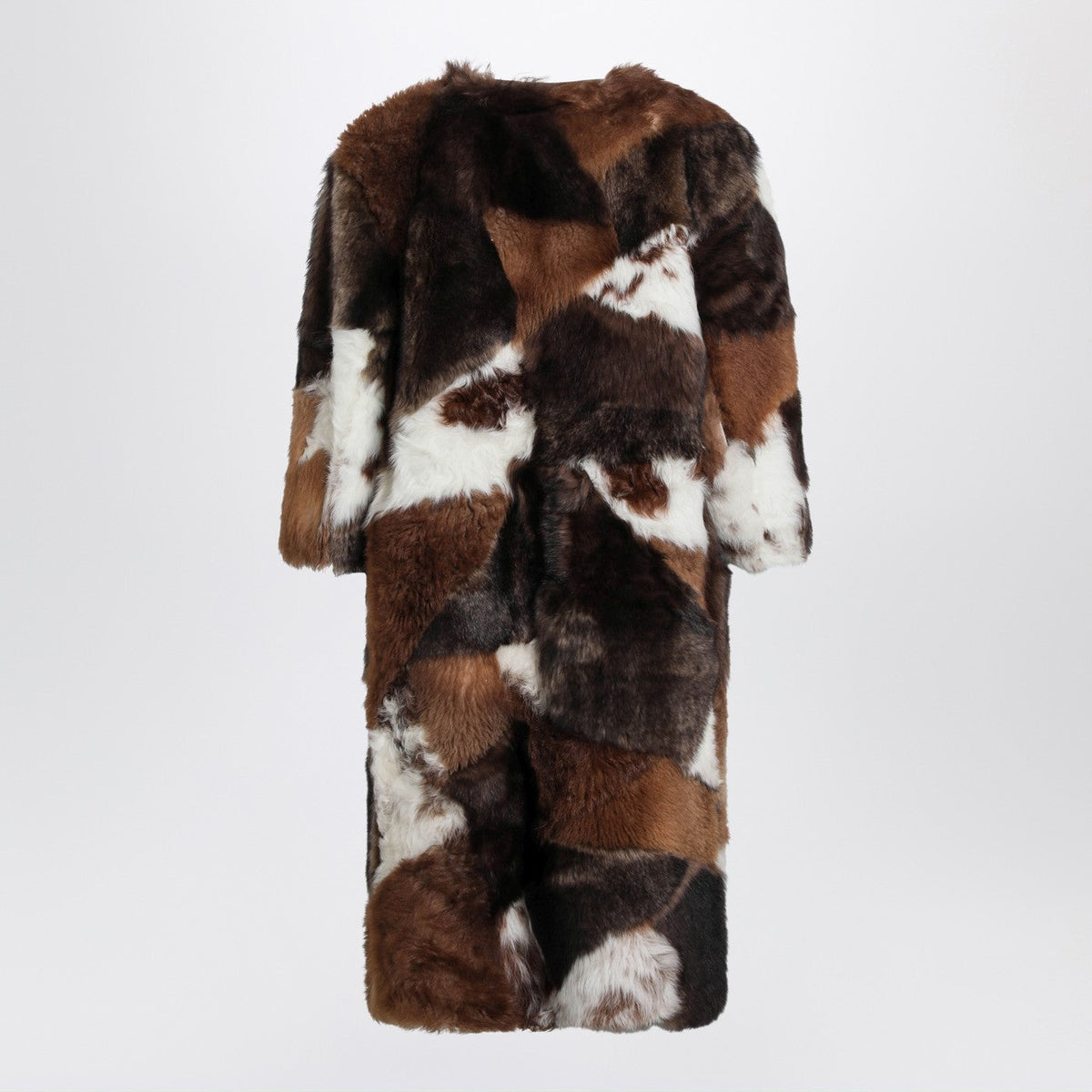Prada Patchwork Shearling Coat Women PRADA