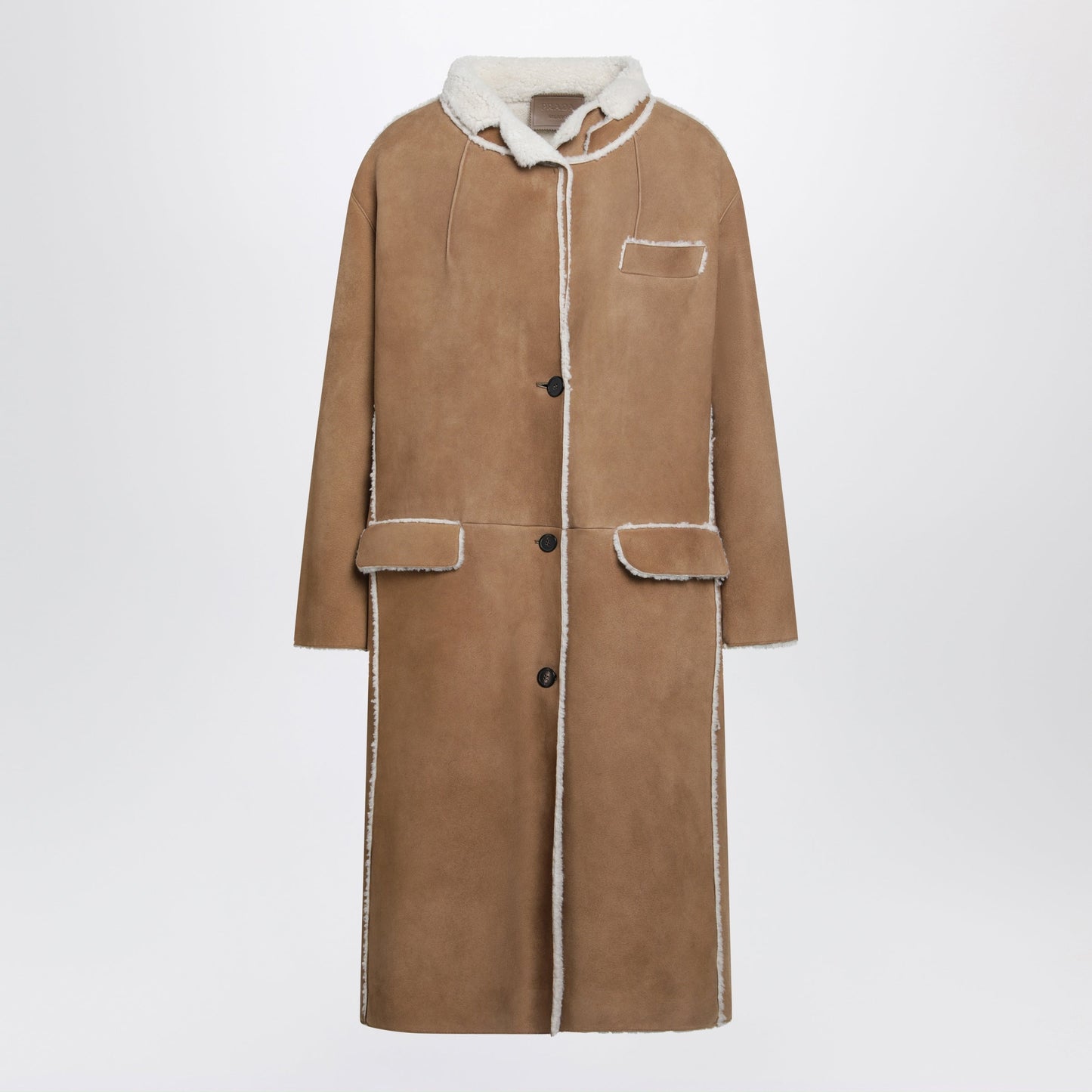 Prada Camel Shearling Coat Women PRADA