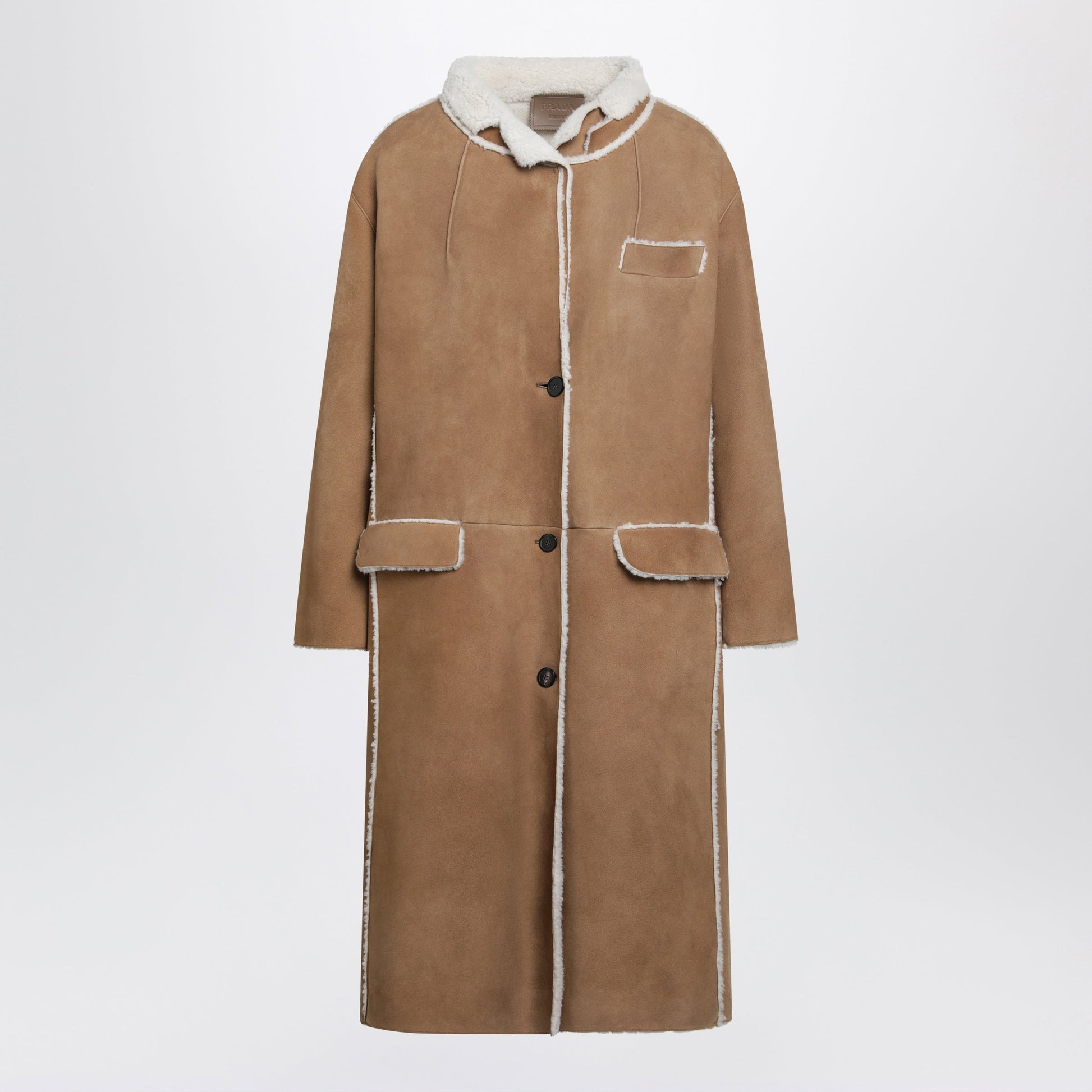 Prada Camel Shearling Coat Women PRADA