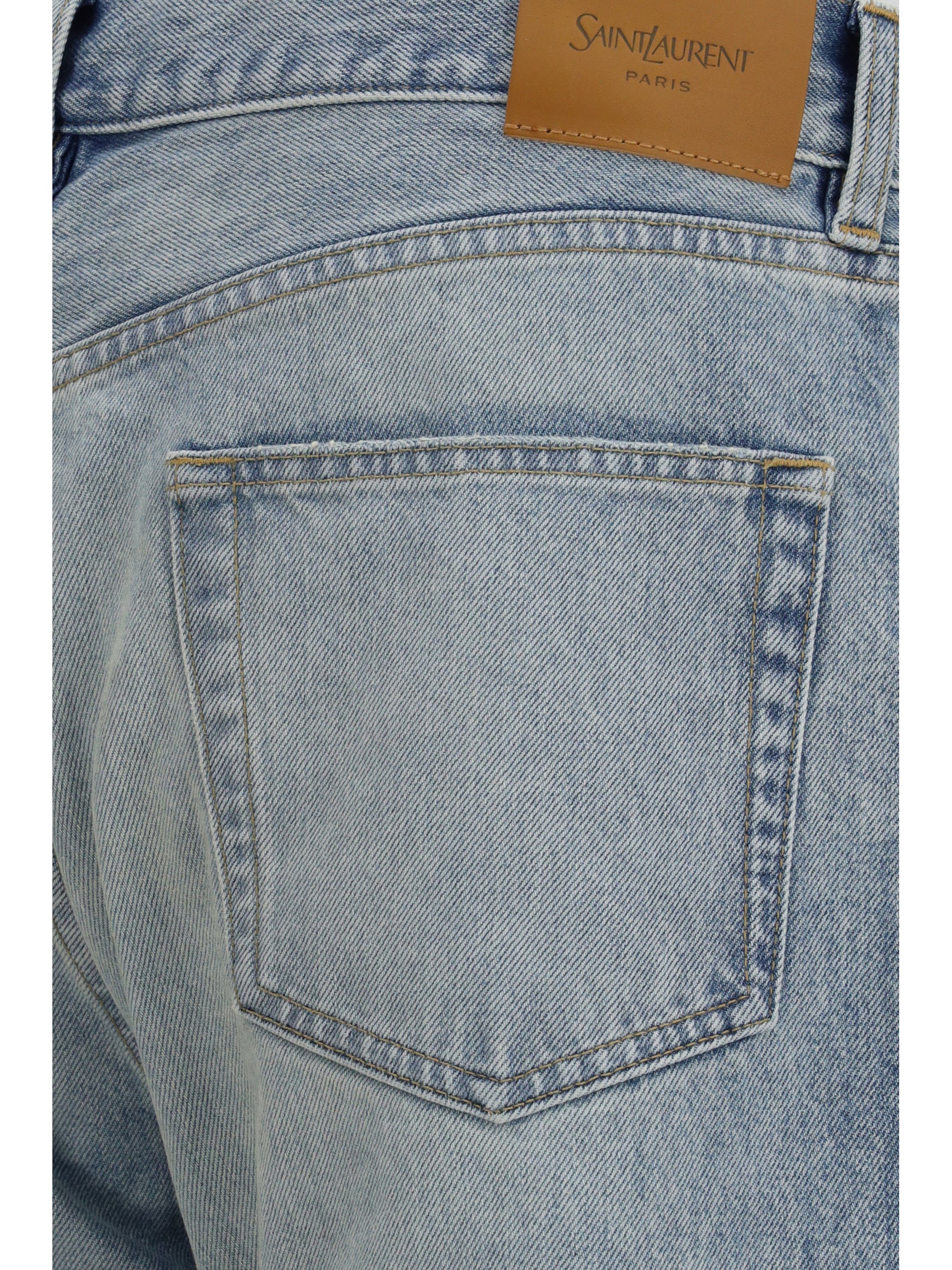 Saint Laurent Men Cotton Denim Jeans With Stonewashed Finish SAINT LAURENT