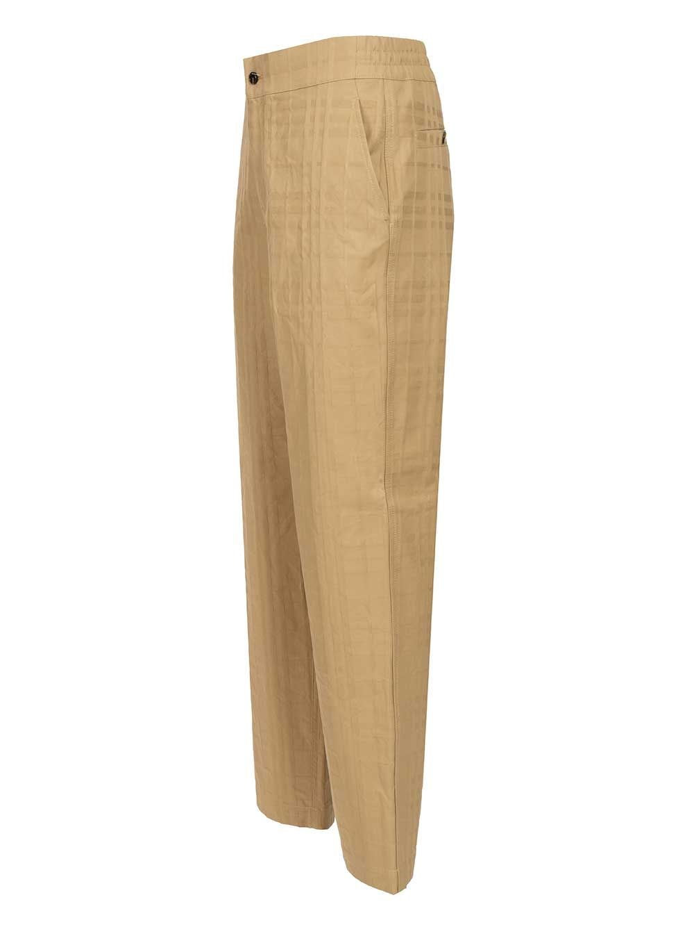 Burberry Men Textured Check Cotton Trousers BURBERRY