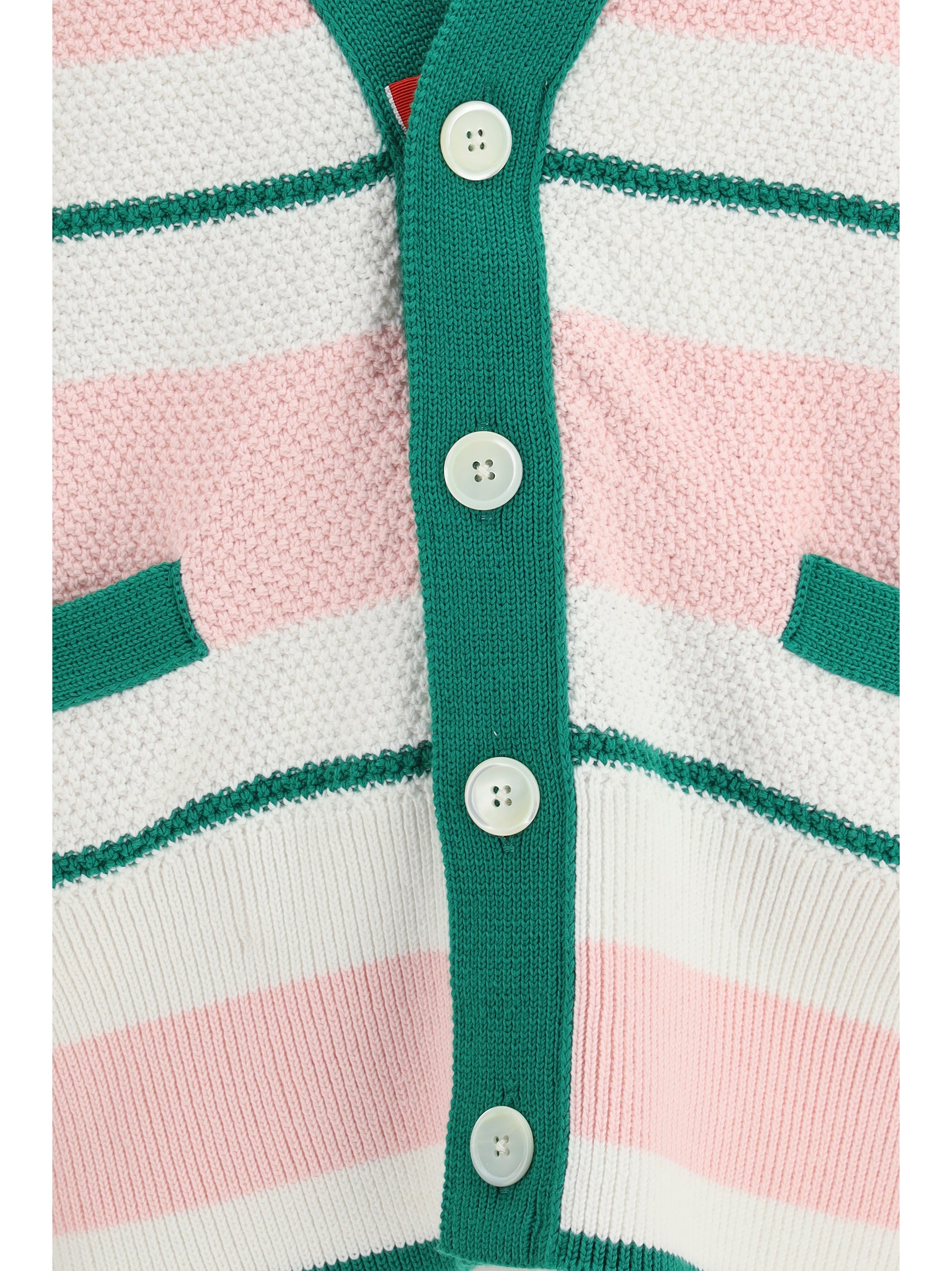 Thom Browne Men Classic Stripe Seed Stitch V Neck Cardigan THOM BROWNE