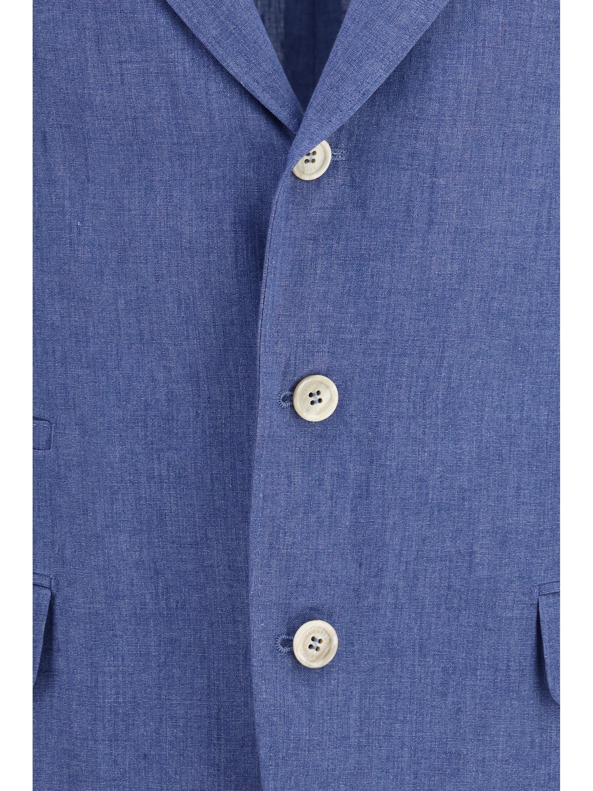 Brunello Cucinelli Men Deconstructed Single-Breasted Jacket In Mélange Linen BRUNELLO CUCINELLI