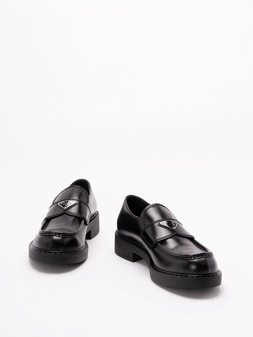 Prada Men Chocolate Brushed Leather Loafers PRADA
