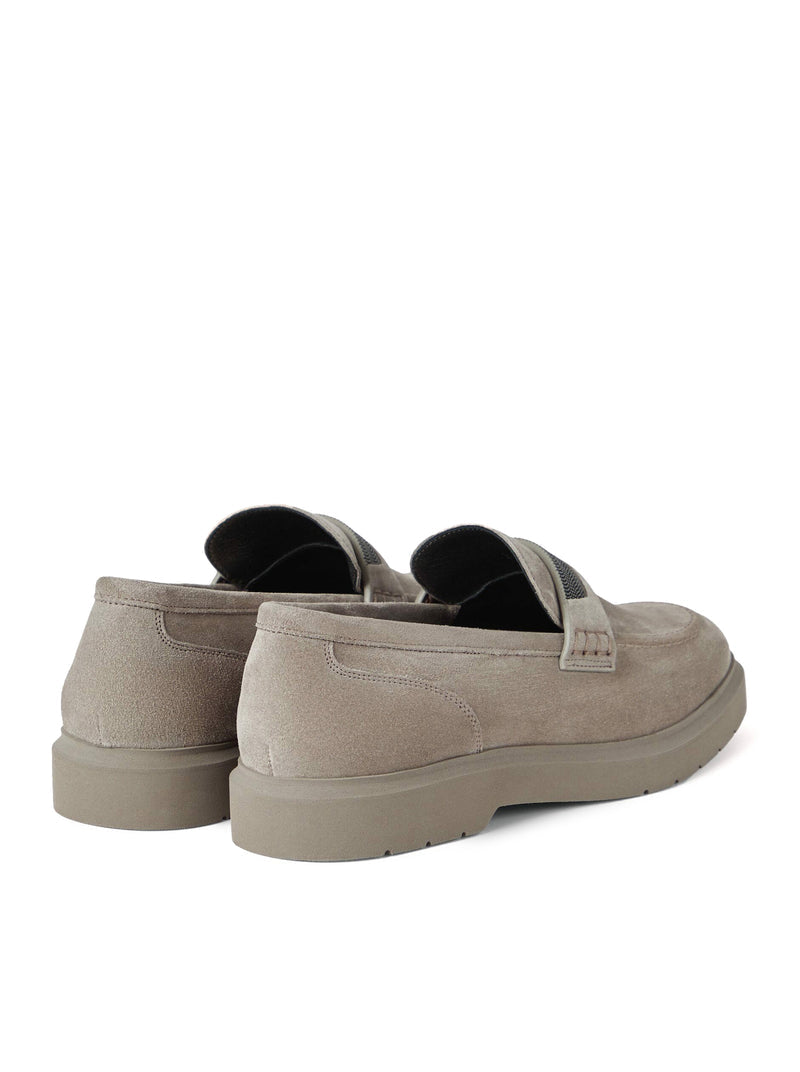 Brunello Cucinelli Women Suede Penny Loafers With Jewel Applique BRUNELLO CUCINELLI