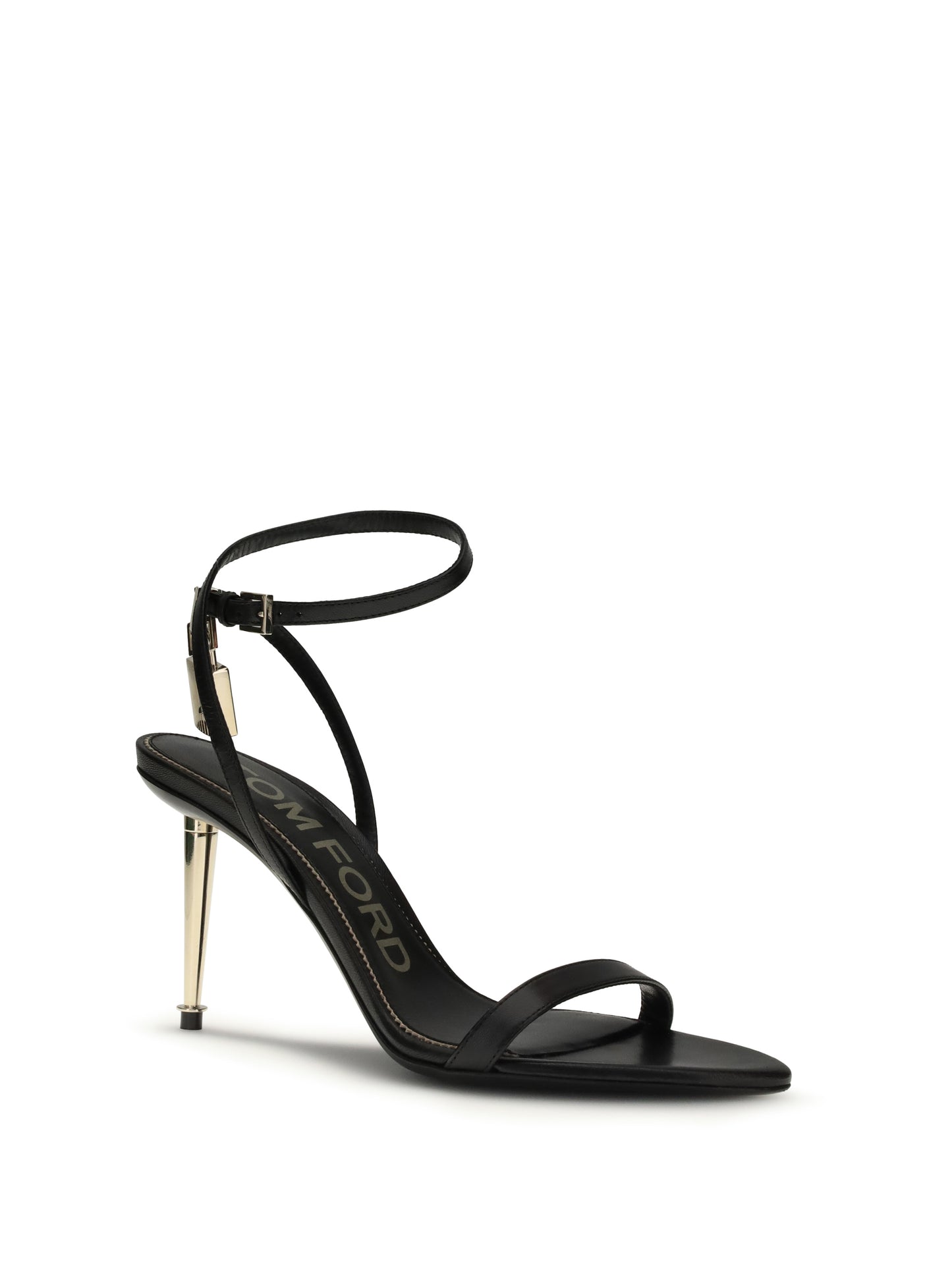 Tom Ford Women Shiny Leather Padlock Pointy Naked Sandal TOM FORD