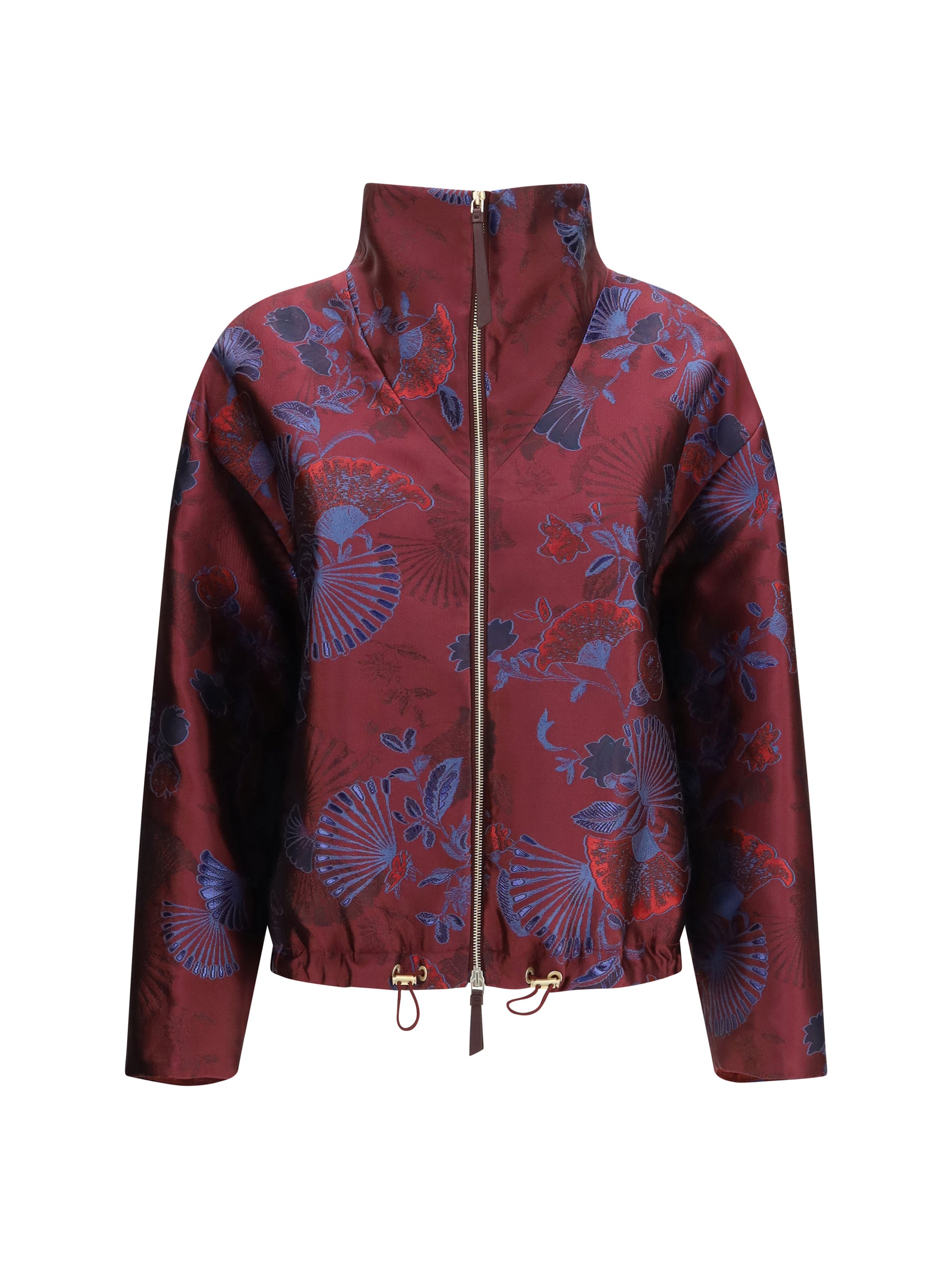 Giorgio Armani Women Full-Zip Jacket In Silk-Blend Jacquard With Ginkgo Motif GIORGIO ARMANI