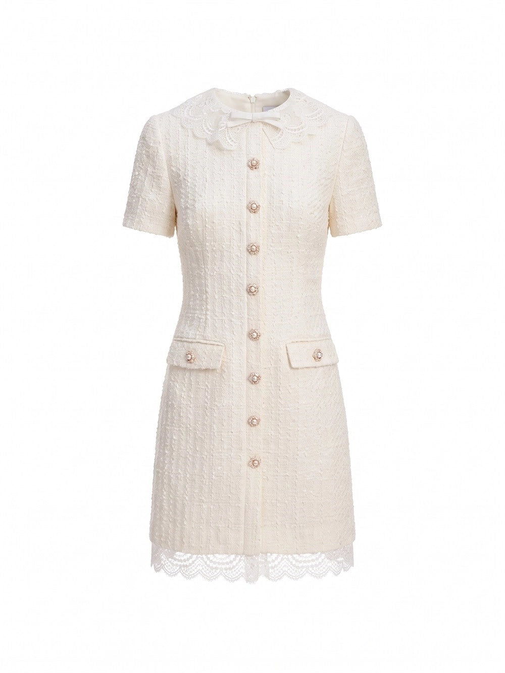 Self-Portrait Women Boucle Lace Trim Mini Dress SELF-PORTRAIT