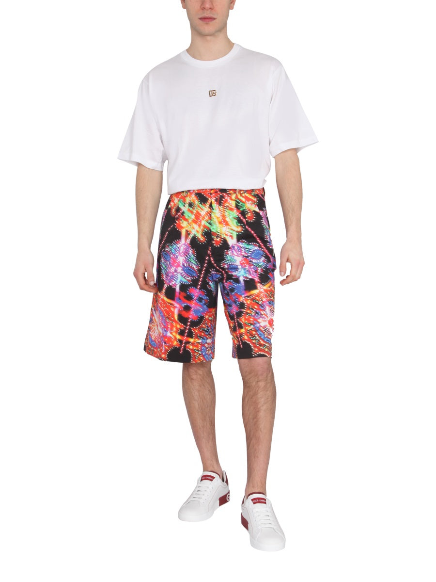Dolce & Gabbana Men Bermuda With Luminary Print DOLCE & GABBANA
