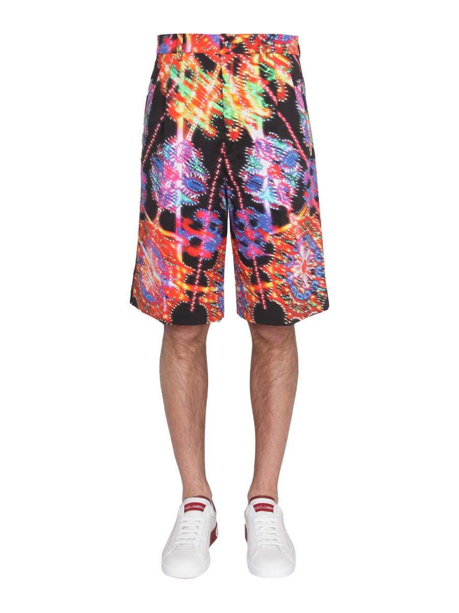 Dolce & Gabbana Men Bermuda With Luminary Print DOLCE & GABBANA