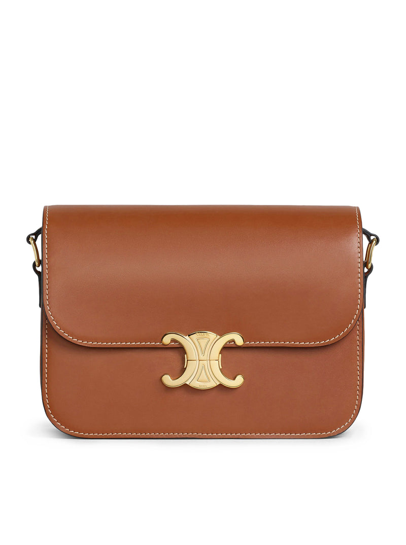 Celine Women Triomphe Classique Bag In Natural Tan Calf Leather CELINE