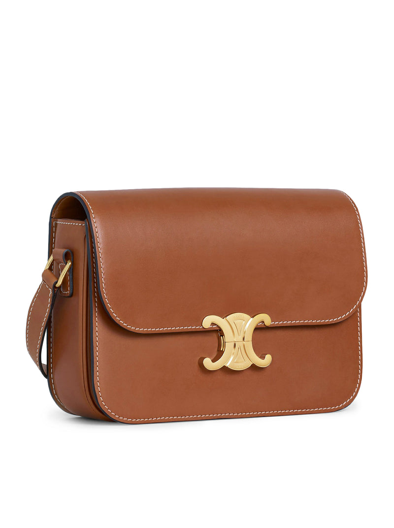 Celine Women Triomphe Classique Bag In Natural Tan Calf Leather CELINE
