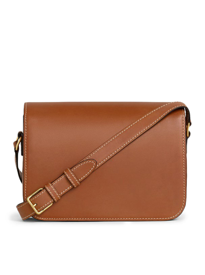 Celine Women Triomphe Classique Bag In Natural Tan Calf Leather CELINE