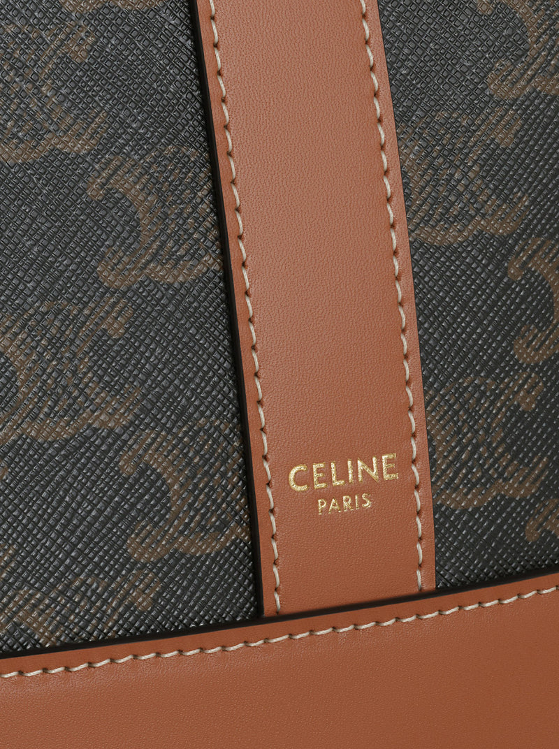 Celine Women Small Bucket Bag In Triomphe Canvas And Tan Calf Leather CELINE
