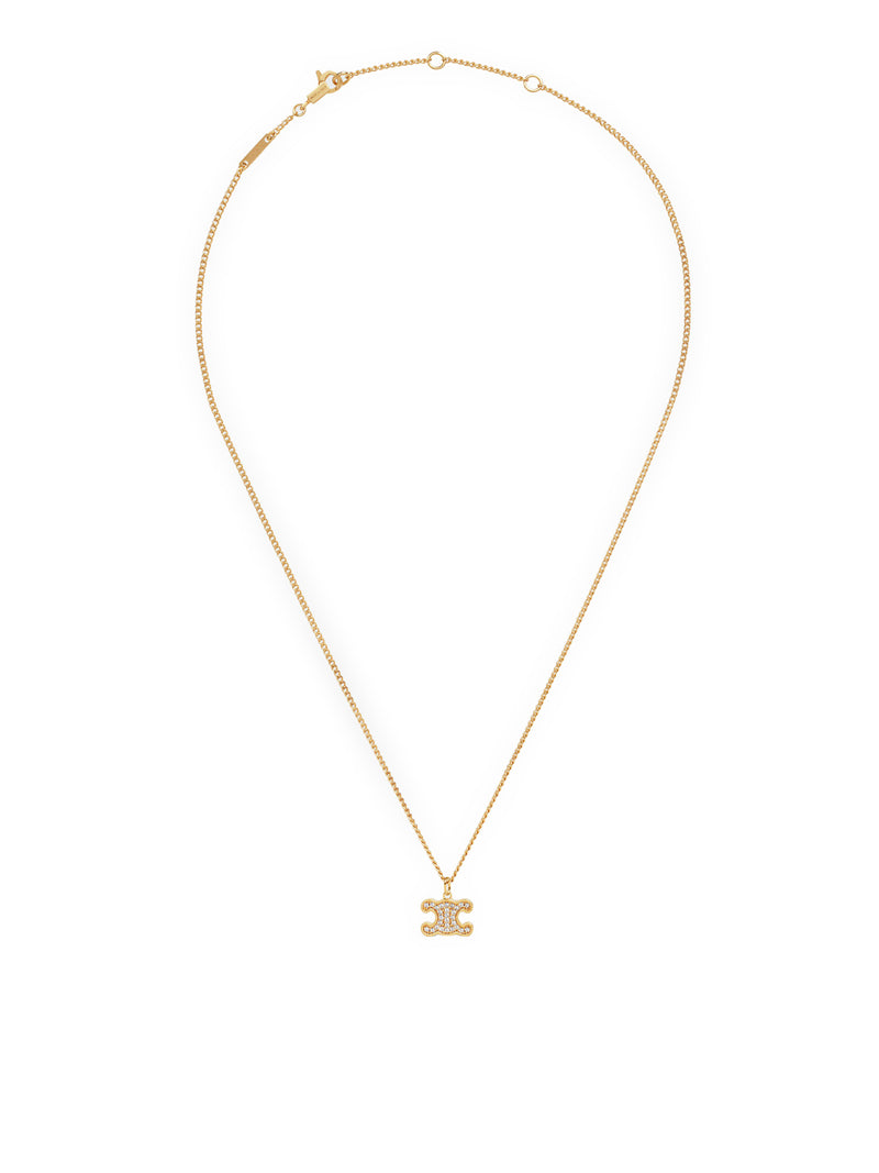 Celine Women Triomphe Necklace With Gold Finish Brass Rhinestone And Crystals CELINE