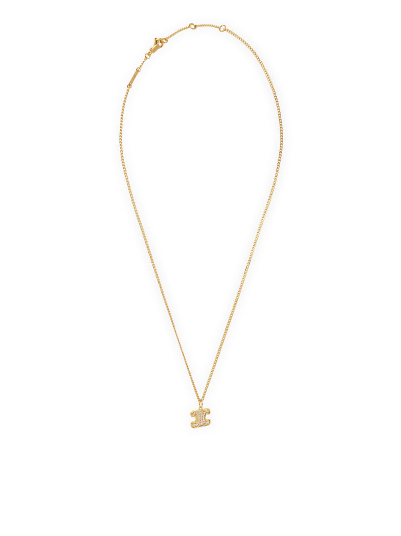 Celine Women Triomphe Necklace With Gold Finish Brass Rhinestone And Crystals CELINE